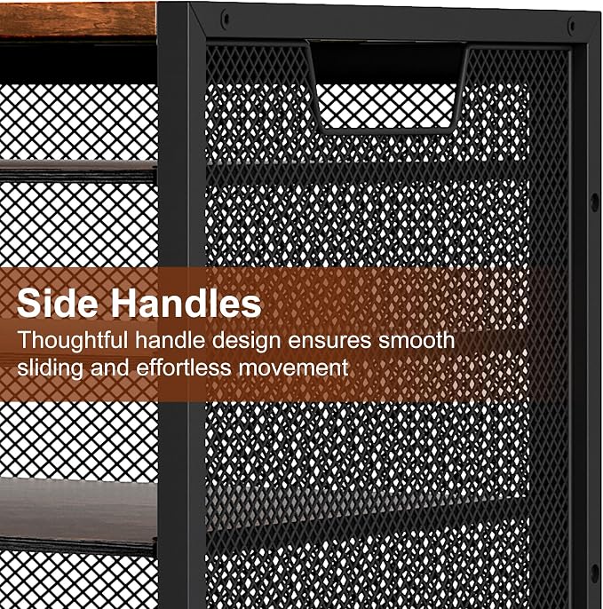 TQVAI 27 Compartments Desktop Literature Organizer, Metal Frame Paper Sorter with Handles, Heavy Duty Mailbox for Classroom and Office, Wood File Organizer for Document, Bill, Magazine, Antique Brown - Image 4