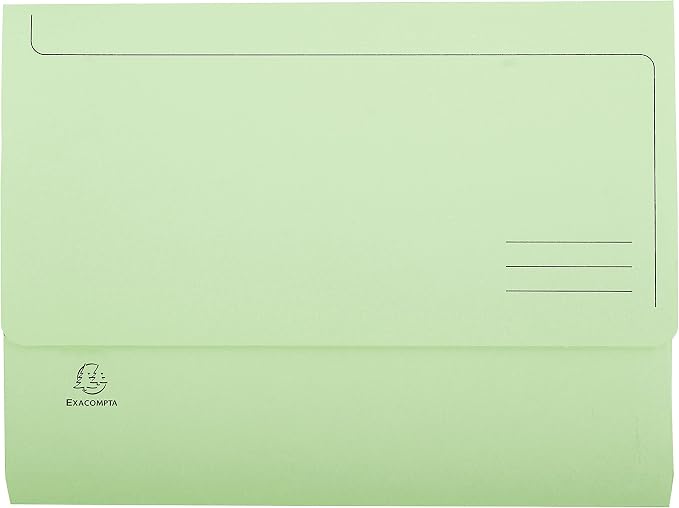Exacompta - Ref 47973E - Super Pocket Wallets - 245 x 325mm in Size, Suitable for A4 Documents, 30mm Expanding Gusset, 210gsm Midweight Manilla - Light Green (Pack of 10) by +Office+Supplies