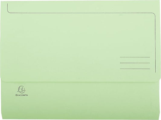 Exacompta - Ref 47973E - Super Pocket Wallets - 245 x 325mm in Size, Suitable for A4 Documents, 30mm Expanding Gusset, 210gsm Midweight Manilla - Light Green (Pack of 10) by +Office+Supplies