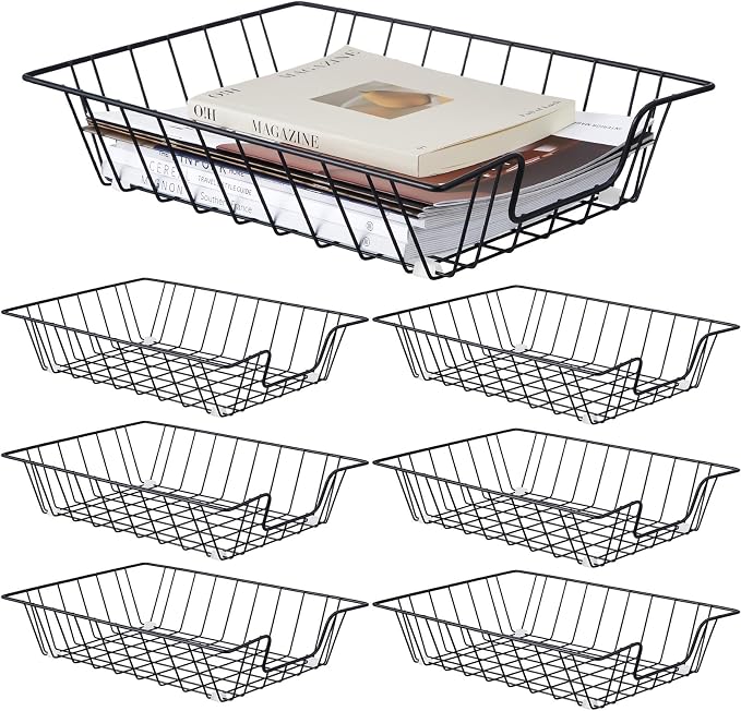 Yeaqee 6 Pcs Letter Tray Classroom Paper Trays,14'' X 10'' X 3'',Black by Yeaqee