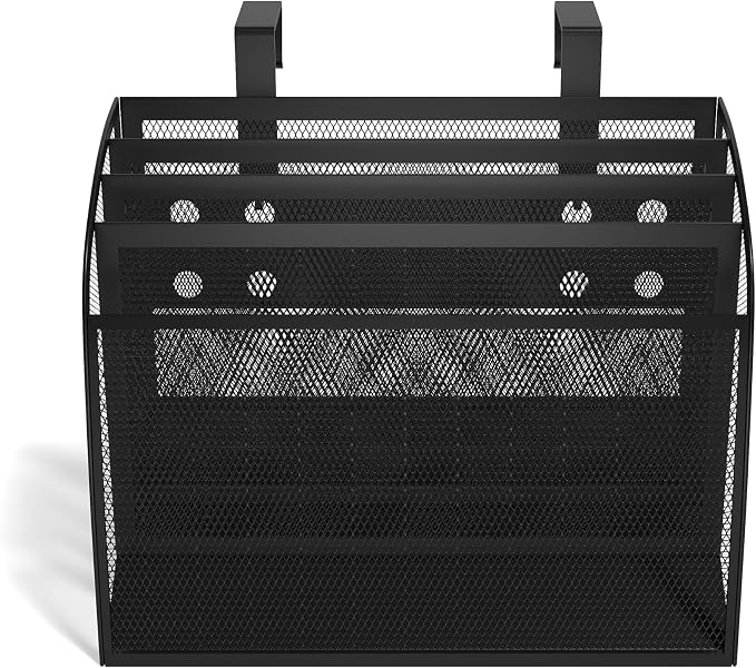 TRU RED Mesh Letter Wall File, 4‑Pocket Hanging Organizer, Black – Vertical Wall‑Mounted File Sorter for Mail & Documents - Image 3