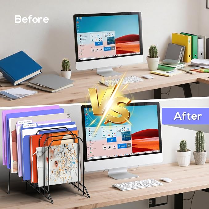 Gawerk Incline Metal Desk File Organizer with 8-Section 4 Pack - Image 4