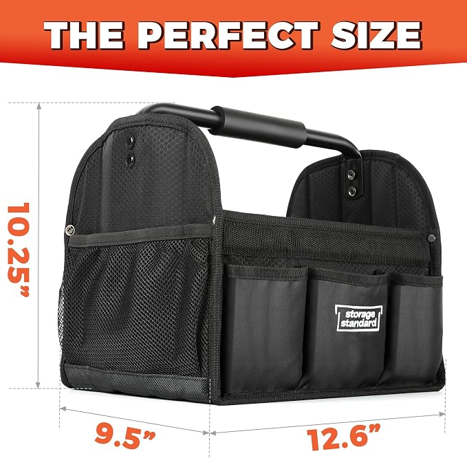Detailing Caddy Organizer with Handle - Storage, Cars, & Cleaning Caddy for Supplies, Tools, & Home Improvement - Heavy Duty Car Detailing Supplies With Multi-Pockets & Collapsible Tote Design - Image 5