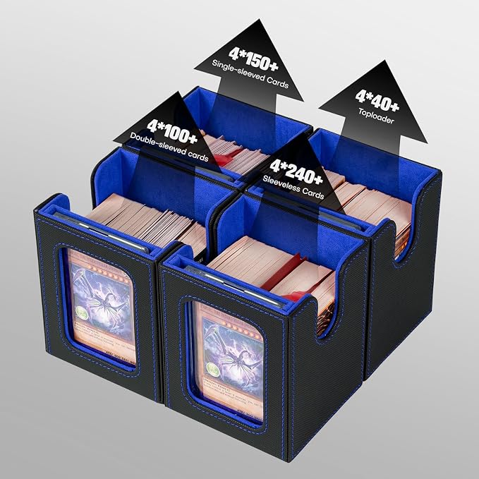 Card Storage Box MTG Deck Box, Trading Card Storage Box, Commander Deck Box, 500+Double-Sleeved Cards,TCG Sports Card Storage, Mtg Commander Deck Box (Black&Blue) - Image 5