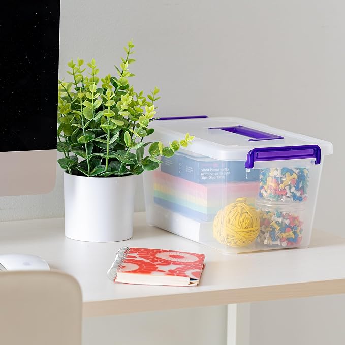 IRIS USA Storage Bins with Lids |Made in USA| 5 Qt - (6-Pack) - Clear | Built-In Handle Tote / Plastic Containers for Crafts, Art, Office & Study Supplies / Interlocking Latches - Image 9