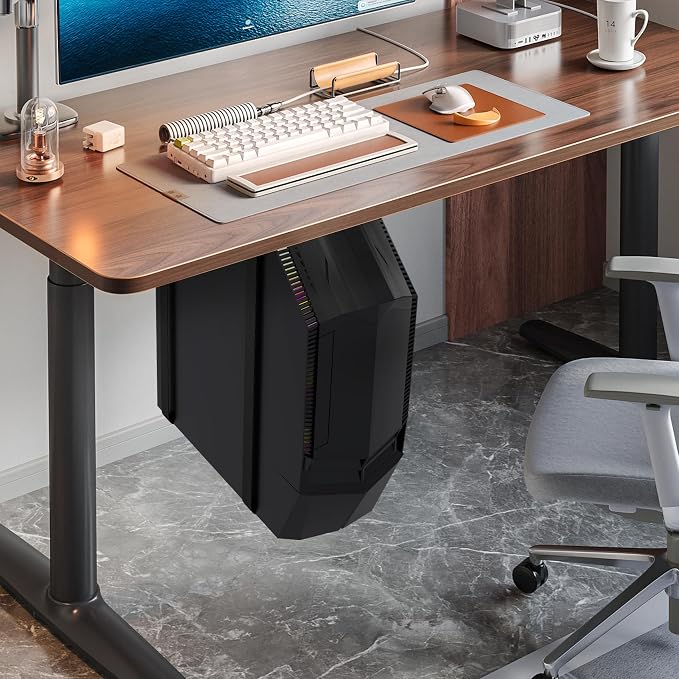 Suptek Uiversal PC Wall Mount,Computer Case CPU Holder Under-Desk PC Holder Adjustable Straps and Steel Bracket,ZJJ004 - Image 4