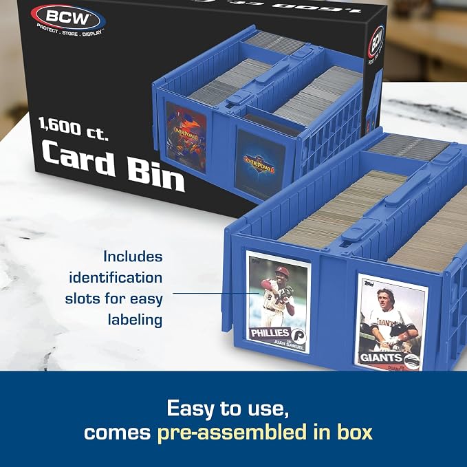 BCW Collectible Card Bin – (2-Pack, Blue) | Holds up to 1600 Cards | Plastic Storage Box for Pokémon, MTG & Sports Cards - Image 4