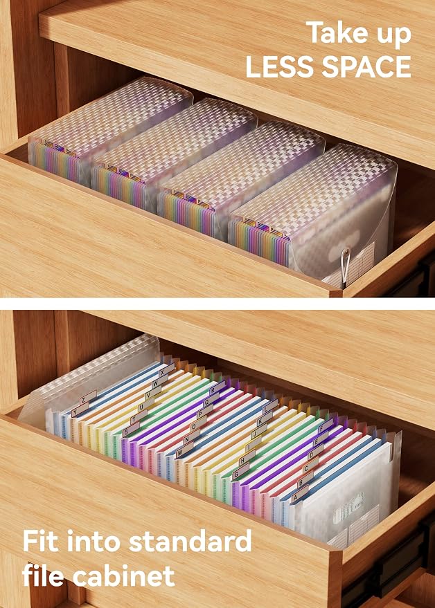 ABC life 26 Pockets Accordion File Organizer, Expanding File Folder, Blue | Portable Monthly Paper Bill Tax Receipt Organizer, Letter A4 Size Document Organizer with Labels, for School, Office, Home - Image 5