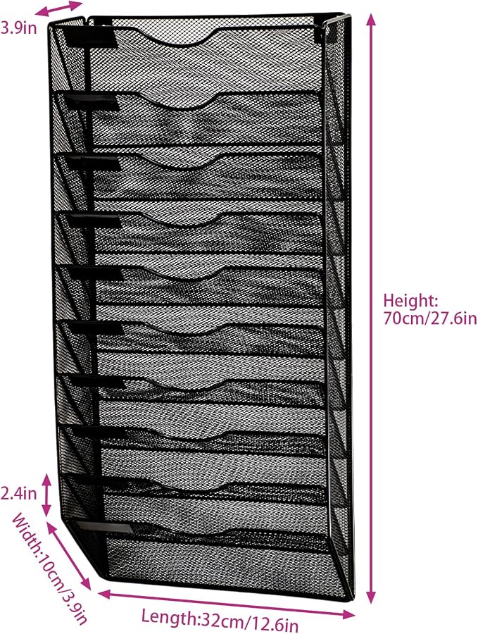 Wall Mounted File Organiser A7 Mesh in Hanging Wall File Holder Mail Organiser - Image 5