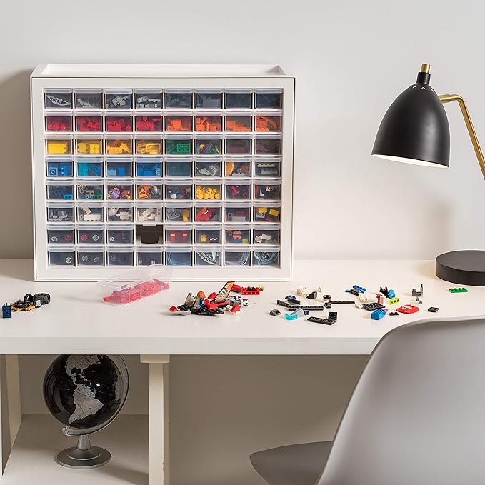 IRIS USA 64-Drawer Screw Organizer, Hardware Storage, Made in USA, White | Wall mountable, Stackable, Art & Craft Supplies, Beads, Gem Stones, Building Bricks, Garage Tool Storage - Image 5