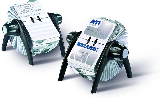Durable Telindex Rotary Address Card Holder - Includes 500 Double-Sided Card Pockets - Includes A-Z Index - Made from Black Plastic - Image 3