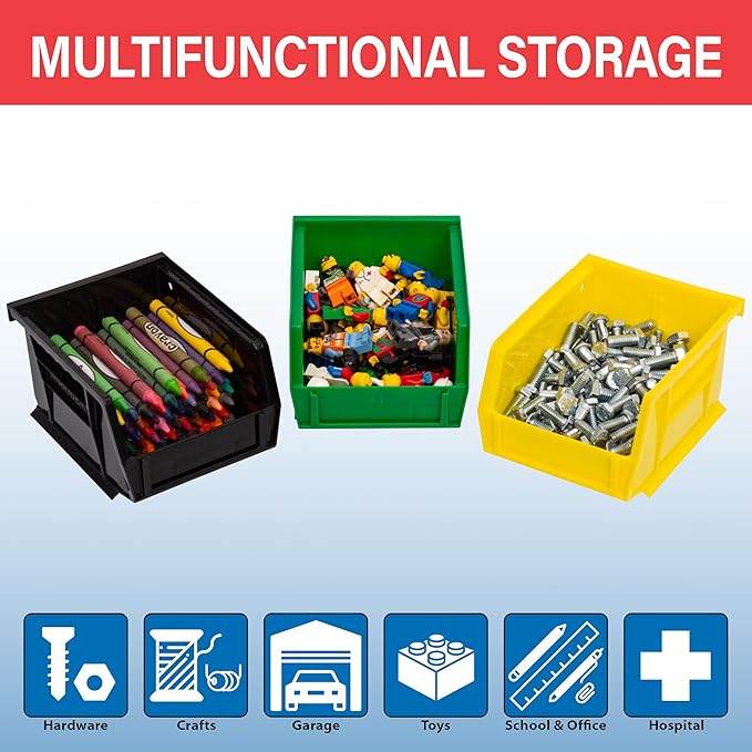 Akro-Mils 30210 AkroBins Plastic Storage Bins, 5"x4"x3", Red, 24-Pack | Space-Saving Stackable Bins for Garage, Pantry, Craft Organization - Image 4
