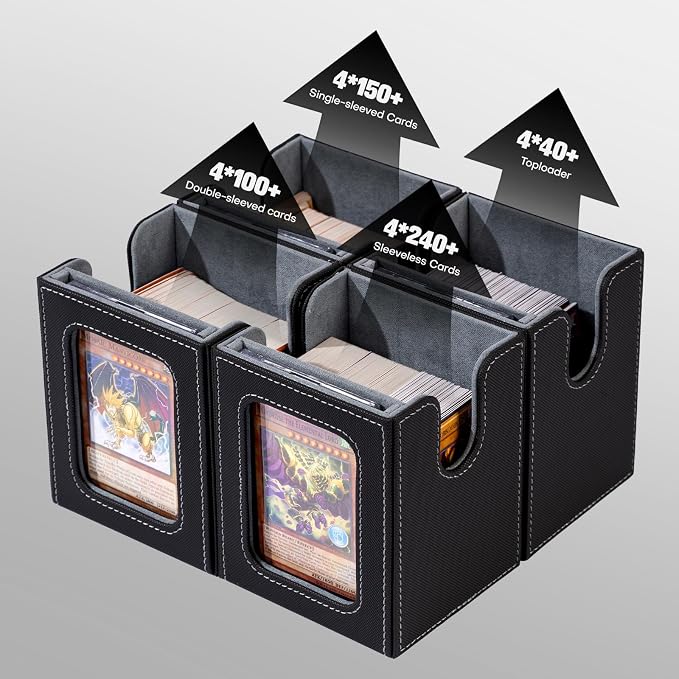 Card Storage Box MTG Deck Box, Trading Card Storage Box, Commander Deck Box, 500+ Double-Sleeved Cards, TCG Sports Card Storage, MTG Commander Deck Box (Black & Grey) - Image 5