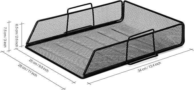 EXERZ Paper Sorter 4pcs Tier Stackable A4 Desk Organiser Letter Tray Black | Durable Metal Mesh Holds Papers Files Folders Notebooks And Magazines For Office Home Study Classroom Desks - Image 3
