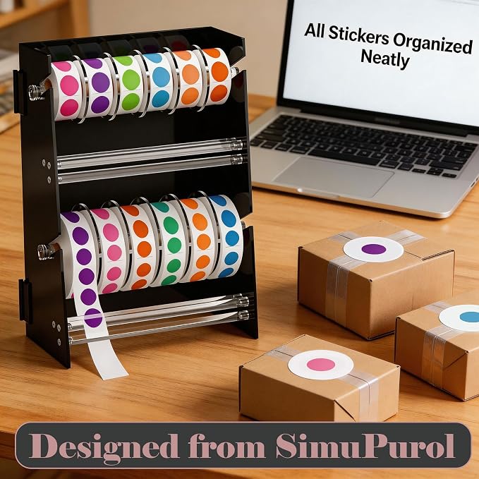 Acrylic Sticker Dispenser, Label Dispenser, Sticker Roll Holder | Double-Layer Design, 12 Roll Capacity, Adjustable Dividers, Easy Visibility, Ideal for Office, School, Craft Rooms & Home - Image 9