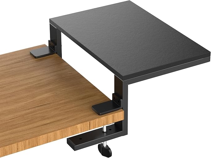 ARES WING Clamp-On Desk Extender Monitor Shelf, 15x9.8 up to 44lbs | Desktop Riser for Office/Gaming，Space Booster，Freestanding or Clamp Mount，No Drill Desktop Organizer，Black by ARESWING