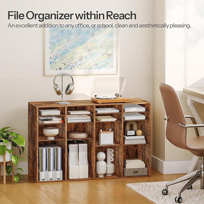 HOOBRO Wooden Literature Organizer, 36-Slot Mail Sorters, Removable Classroom Mailbox, Student Mailboxes for Classroom, Paper Storage Organizer, for Home, Office, Classroom, Rustic Brown FG36WF01 - Image 2