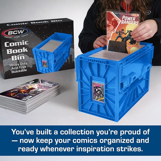 BCW Short Comic Book Bin | Holds 150 Comics | Stackable Plastic Storage | Acid-Free Organizer | Blue, 2 Pack - Image 2