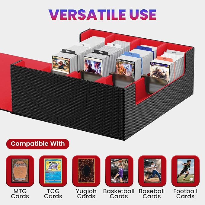3500+ Trading Card Storage Box,4-Row MTG Deck Box with 36 Dividers & 8 Stoppers,Commander Deck Case Fits For Toploaders, Magnetic Card Holder,TCG,YugiOh and Sport Cards - Image 4