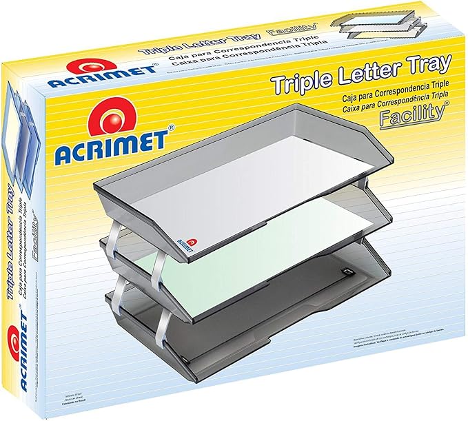 Acrimet Facility 3 Tier Letter Tray, Side Load, Letter Size/A4, Desktop File Organizer, Plastic (Clear Blue Color) | Document Tray with Aluminum Rods - Image 8