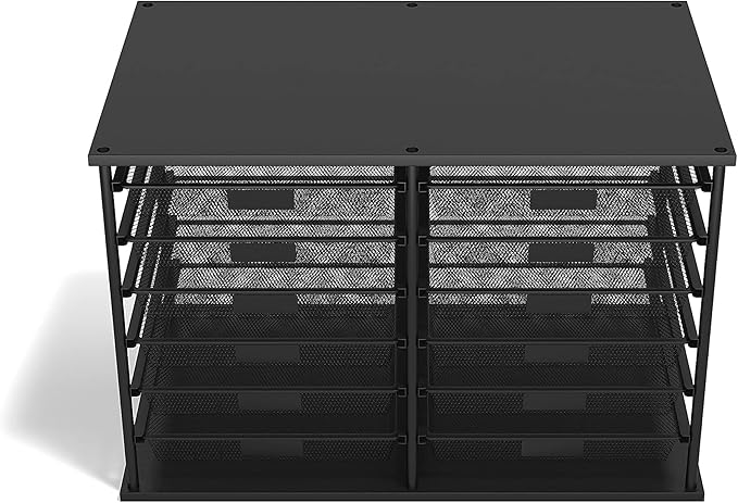TRU RED Wire Mesh File Organizer, 12‑Compartment, Matte Black – High‑Capacity Vertical Desktop Sorter for Files & Mail by TRURED