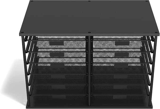 TRU RED Wire Mesh File Organizer, 12‑Compartment, Matte Black, 2‑Pack – Vertical Desktop Sorter for Files, Folders & Mail by TRURED