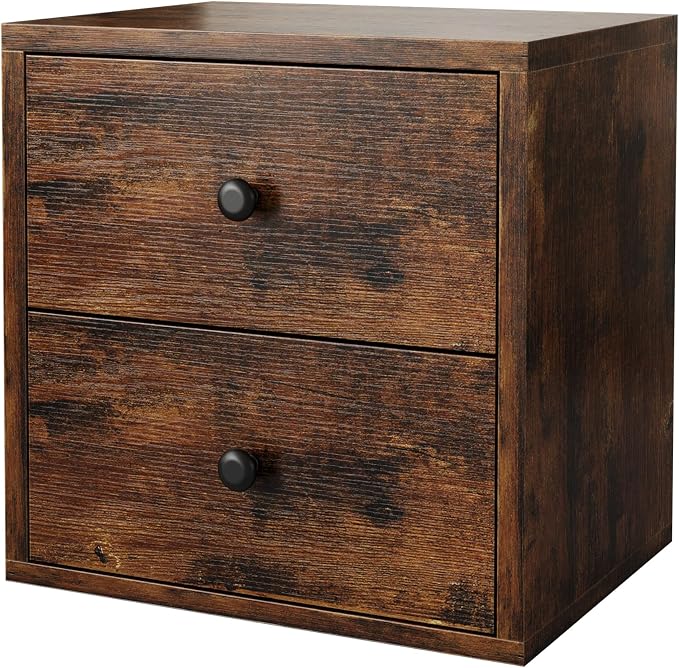 FUSUNBAO Magic DIY Cube Storage Organizer Stackable Cubes for Home Books Clothes Toy-Modular Cubby Storage System-Office Cubical-Bookcase Closet (Antique Brown, Drawer Cube) by FUSUNBAO