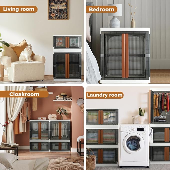 Wardrobe, Closet, Collapsible Storage Cabinet, Useful Box with Large Capacity, 37.5 Gal (142 L), Stackable on Box (19 Gal), Easy Storage of Clothes, Installation Free - Image 5