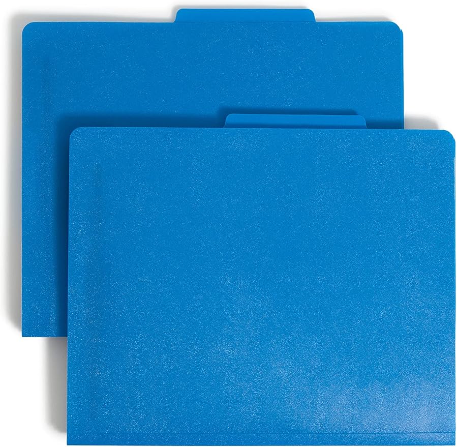 Smead Poly Classification Folder, 2 Dividers, 2" Expansion, 2/5-Cut Tab, Letter Size, Blue, 10 per Box (14045) by SMEAD