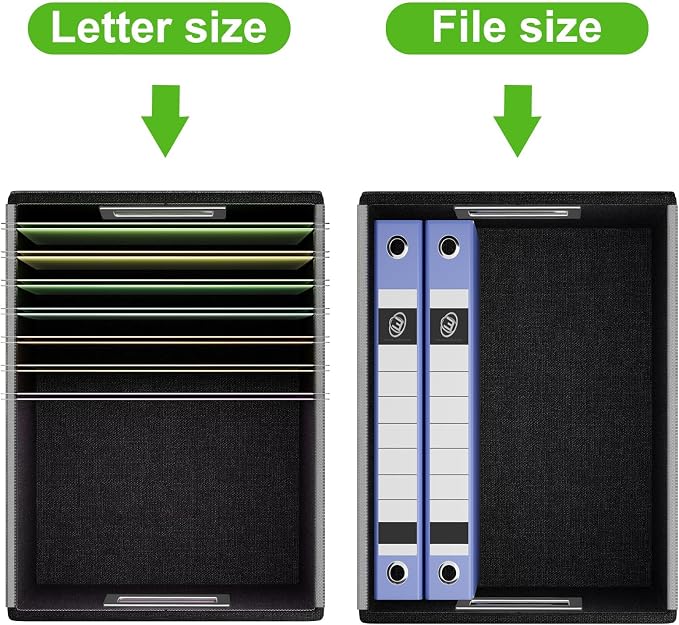 File Organizer Box with Lids, Collapsible File Folder Organizer | File Box with Plastic Slides for Document, Filing Bin for Letter Size Hanging File Folders (4 Pack, Green, Leather) - Image 5