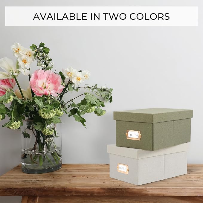 ZICOTO Decorative Photo Storage Box - Sturdy Linen Photo Organizer with Dividers is Perfect to Store Up to 850 Pictures and 4x6 Photos - Portable Scrapbook Storage Containers with Lid - Image 8