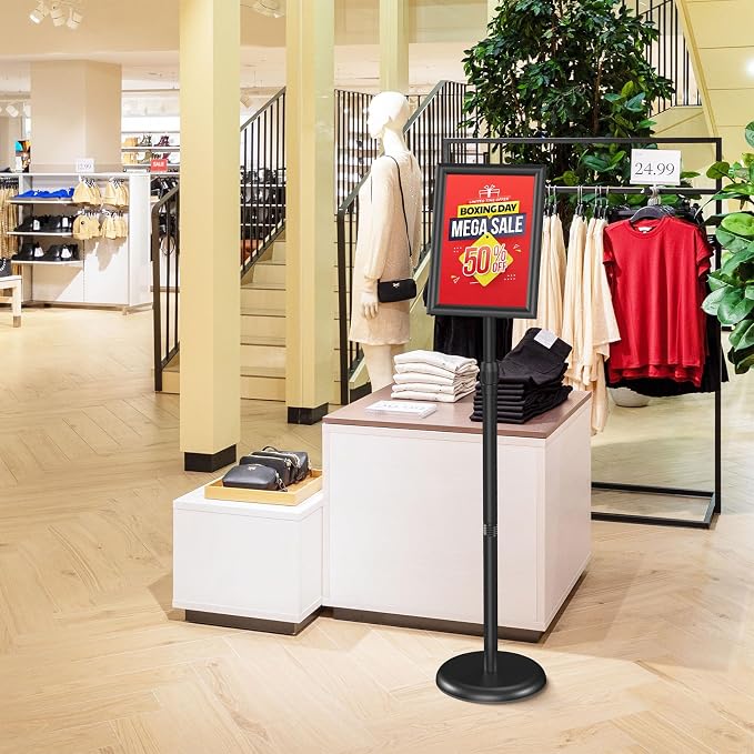 Relx Sign Holder Stand 8.5x11 inch - Adjustable Floor Standing Sign Holder - Signage Stand with Snap-Open Frame Display for Malls,Schools,Restaurants - Image 8