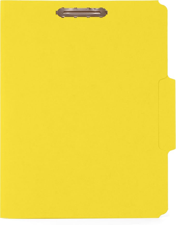 Blue Summit Supplies 50 Yellow Fastener File Folders, Letter, 1/3 Cut Tab | Durable 11pt yellow paper, reinforced 1/3 cut tabs, 2 prong fasteners, medical, law client and office files - Image 3