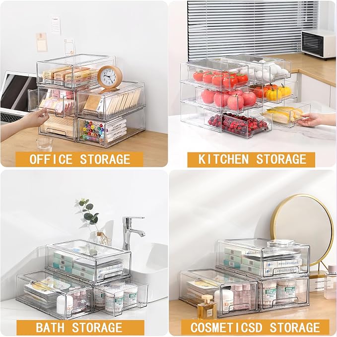 clear Drawer-Type Plastic Storage Box Bins Organizer，Family First Aid Kits Medicine cabinet Box Organizer,Closet ，Shelf，Ointments, Adhesive Bandages，Cosmetics,Office Items (clear, 2L) - Image 6