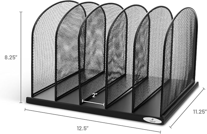 Safco Onyx Desk Organizer, 5 Tiered Vertical Compartments, Office and Classroom Mailbox , Paper and Mail Sorter, Steel Mesh, Black - Image 5