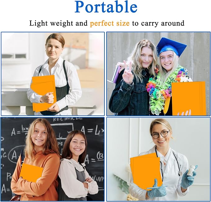 Zzrywuty 50 Packs Two Pocket File Folders with Business Card Slot,Special Paper,Letter Size,Holds 100 Plus Sheets for School,Office,Business,Orange (Orange-50Pcs) - Image 7