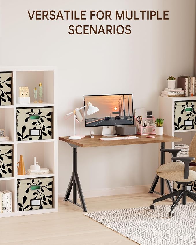 File Organizer with Lid, File Box, File Cabinet for Letter File Folder Storage, Hanging File Organizer for Office/Decor/Home,Document Organizer, 1 Pack,Leaf Black/Cream-Box Only - Image 5