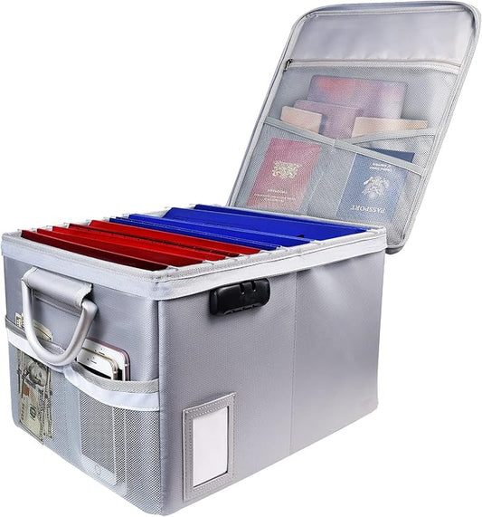 TOMKID Fireproof File Cabinet with Lock, Fireproof Document Organizer Collapsible File Box Filing Cabinet with Handle for Letter Legal Folder Certifications by Aobteeny
