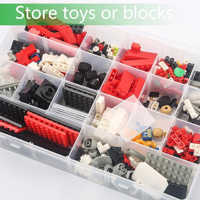 Gbivbe Large 24 Grids Plastic Organizer Box Adjustable Dividers,Clear Storage Box for Jewelry, Art DIY Crafts, Washi Tapes, Beads and Small Parts(3 Pack) - Image 4