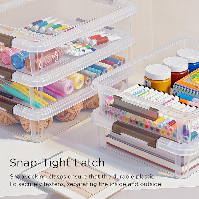 Citylife 20 PCS Plastic Storage Bins with Latching Lids Portable Project Case Clear File Box Stackable Storage Containers for Organizing A4 Paper, Photo, Document, Scrapbook - Image 4