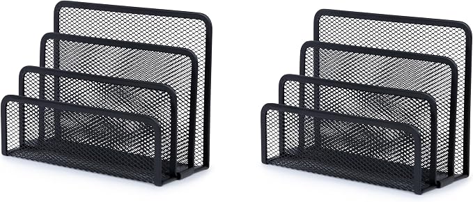 YBM HOME 3 Slot Mesh Letters and Documents Sorter Holder 2250-2 (2, Black) by YBMHome