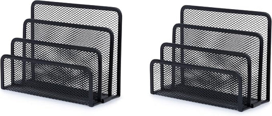YBM HOME 3 Slot Mesh Letters and Documents Sorter Holder 2250-2 (2, Black) by YBMHome