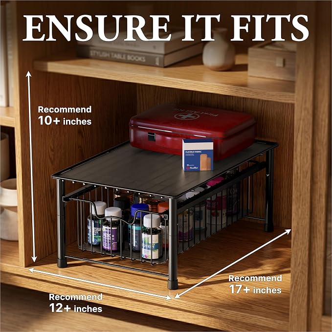 Simple Houseware Stackable Basket Drawer, Black - Image 3