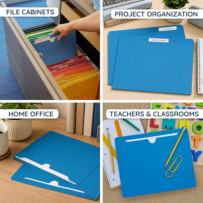Blue Summit Supplies 100 File Jackets, Letter Size, Blue | Reinforced straight cut tab, 11pt, flat no expansion, for documents, mailing, and hanging file storage - Image 4