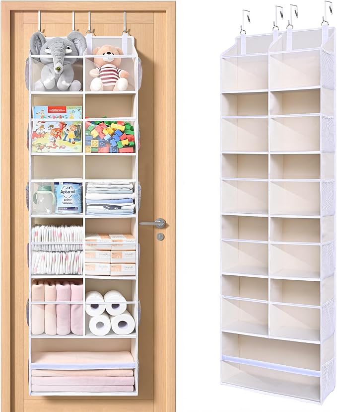 ULG Over the Door Organizer, 6-Tier Hanging Storage with Clear Windows, 19 Pockets for Closet,Bathroom & Nursery Door Organizer by ULG