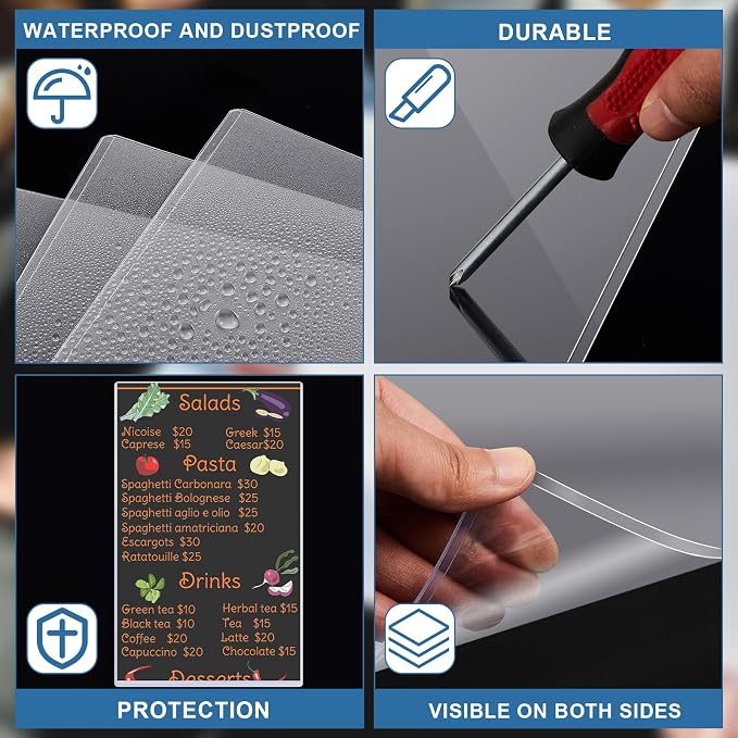 200 Pcs 8.5" x 14" Clear Plastic Menu Sleeves Covers Legal Size for Restaurant Menu Protector, 8.5" x 14" Rigid Print Protectors, Clear Hard Plastic Protective Sleeves Covers - Image 2