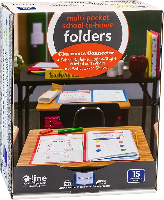 C-Line Classroom Connector™ Multi-Pocket School-to-Home Portfolio, Blue, 15/BX (32305), 9.5 x 11.75 x 0.25 - Image 5