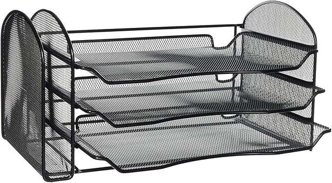 Safco 3265BL Onyx Mesh Desktop Organizer with 1 Vertical, 3 Horizontal Sections, Black by SafcoProducts