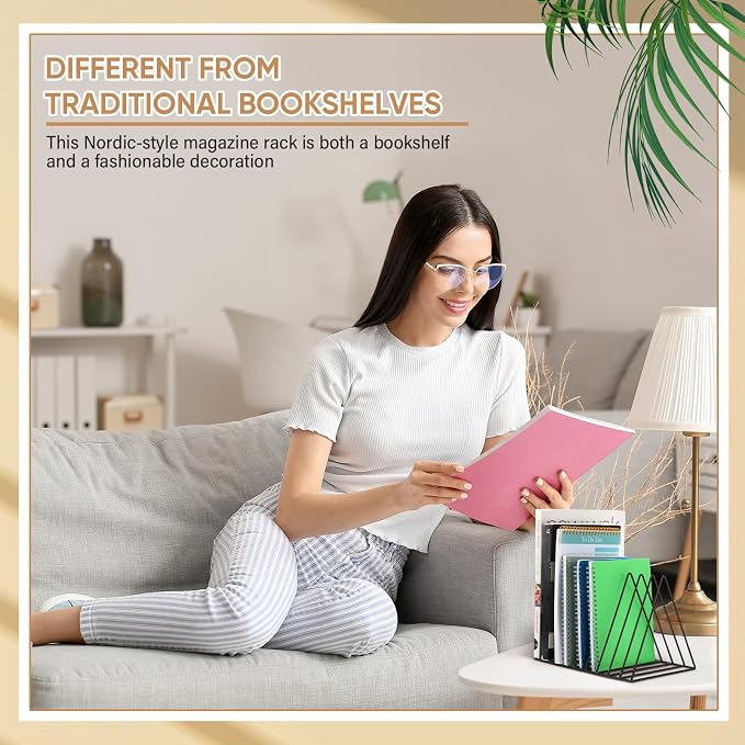14 Pieces Magazine Holder Triangle File Holder Metal Book Record Vinyl Storage Rack Multifunction Triangle File Organizer Sorter for Decor Home Office - Image 6