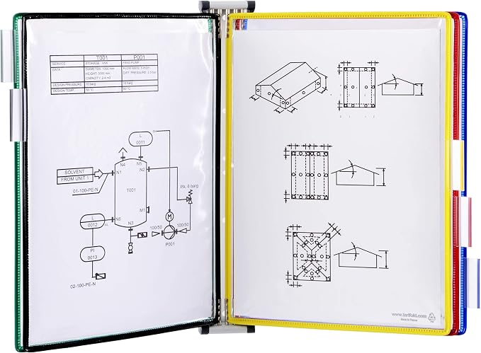 Tarifold Expandable Wall Mount Reference System, 5 Pockets, Assorted Colors | 5 Double-Sided PVC Pockets, Holds 10 Letter-Size Sheets, Sturdy Wall-Mount Bracket, Snap-On Index Tabs, Easy to Install by TARIFOLD